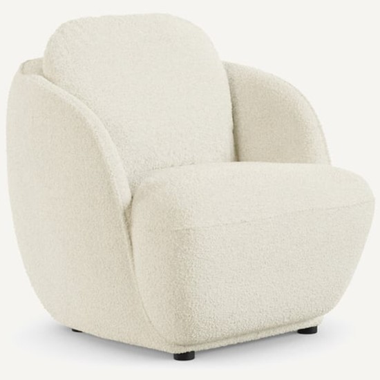 Fauteuil Alpine en tissu bouclette écru AM.PM