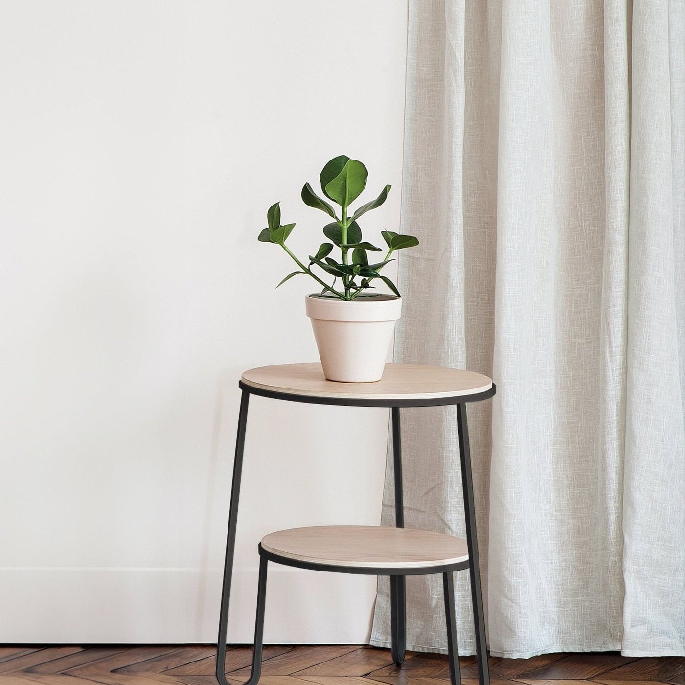 Guéridon en bois et acier design contemporain