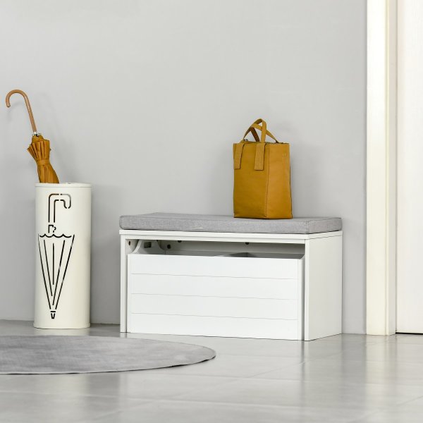 Banc à chaussures blanc Homcom en situation dans une entrée