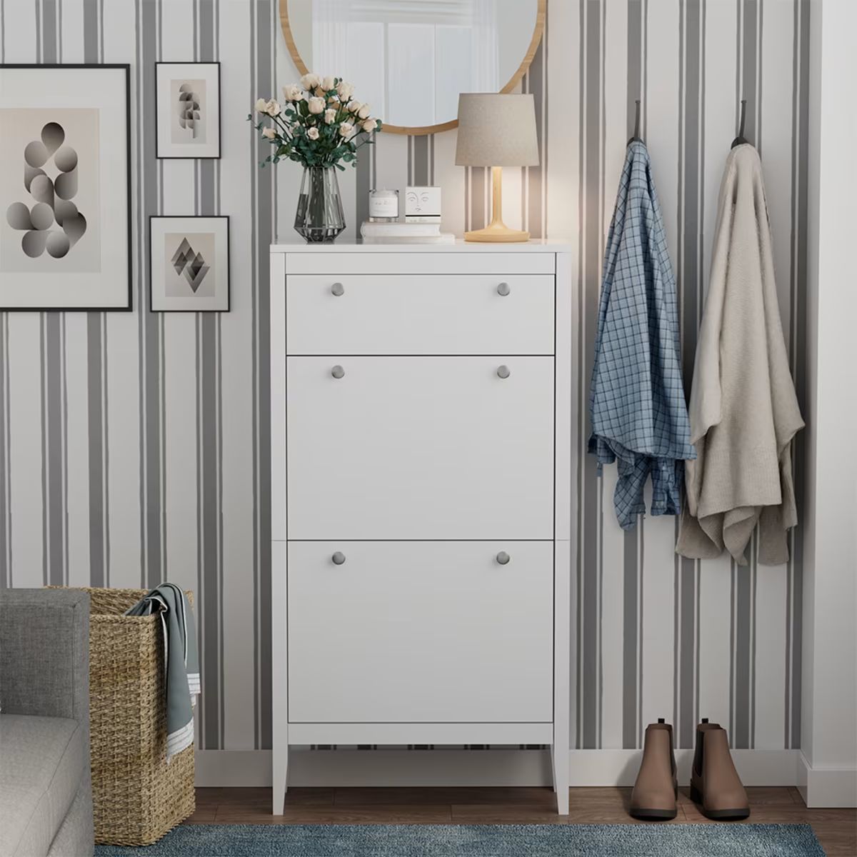 Armoire à chaussures blanche Vicco en ambiance Maisons du Monde