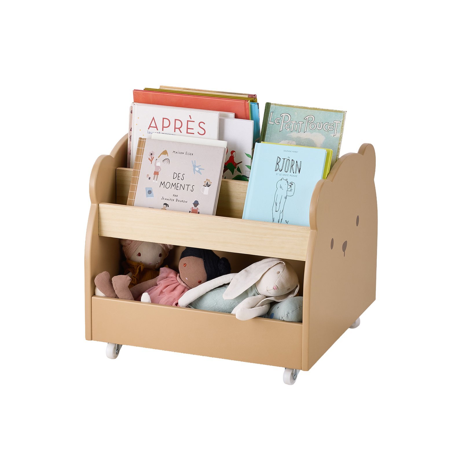 Bibliothèque enfant sur roulettes