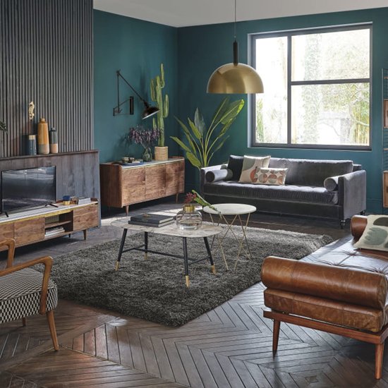 Meuble tv vintage Cappuccino en situation dans un salon
