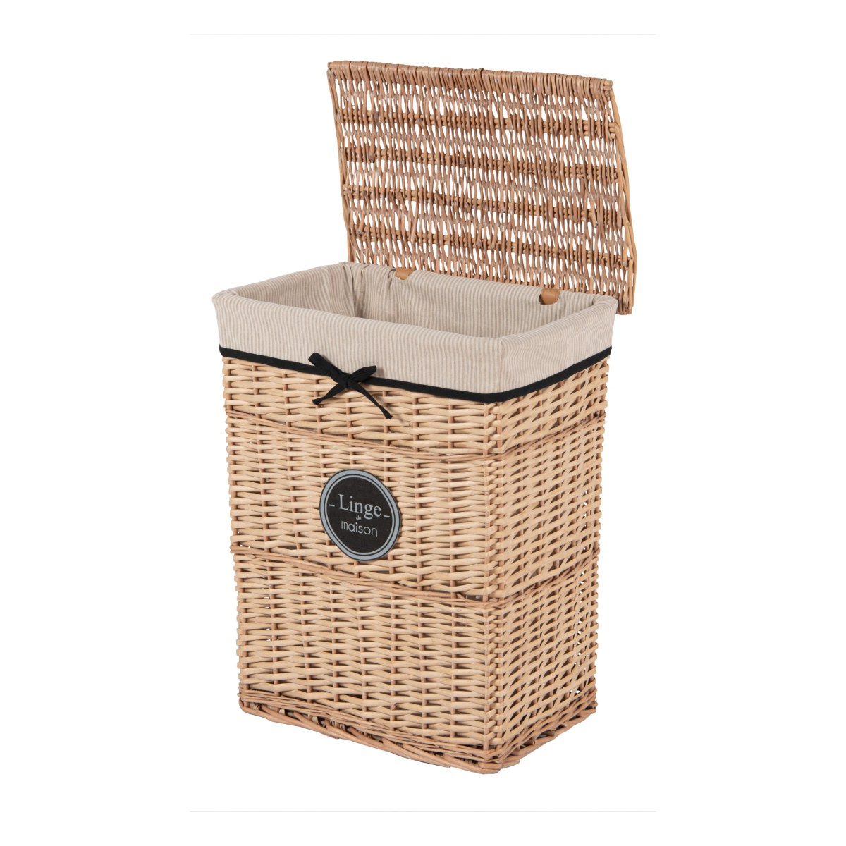 Panier à linge design en osier tressé couvercle ouvert Maisons du Monde