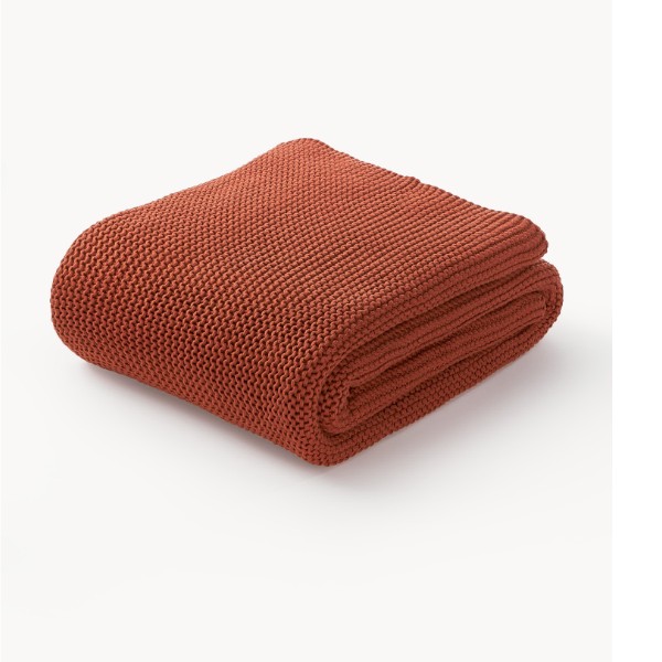 Plaid grosse maille Adalyn rouge rouille en coton bio Westwing