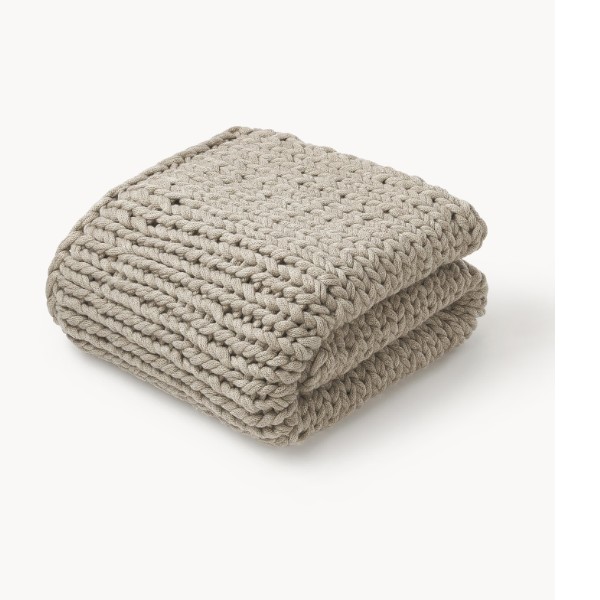 Plaid grosse maille Adyna taupe tricoté main Westwing