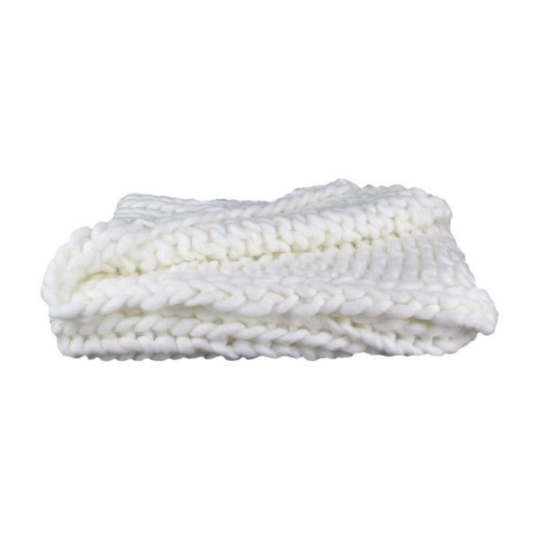 Plaid grosse maille tressée Lotov blanc