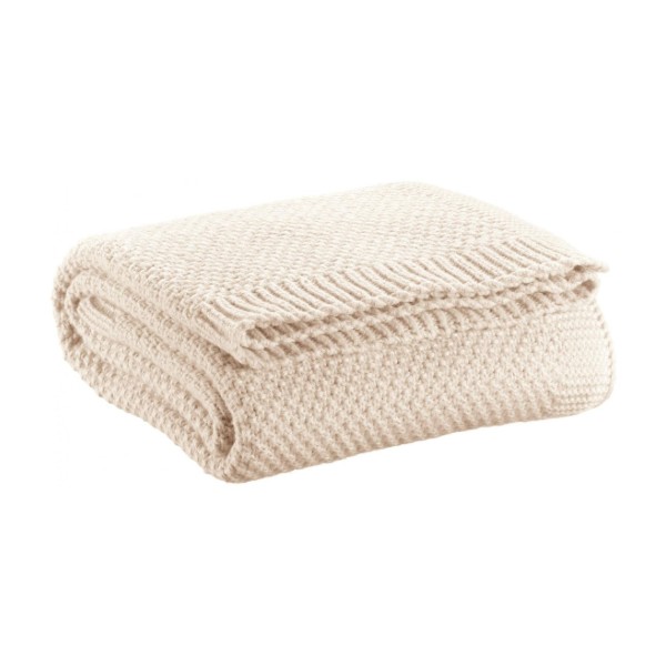 Plaid grosse maille tricot recyclé Danilo ivoire Vivaraise