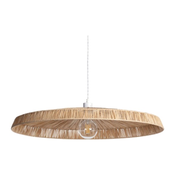 Suspension ronde en raphia Orbe de Drawer sur fond blanc