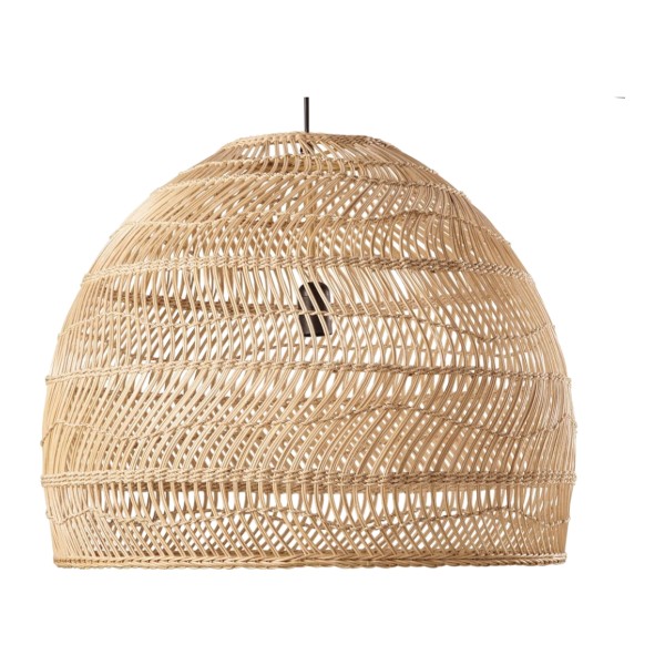 Suspension dome en rotin tresse Wild sur fond blanc