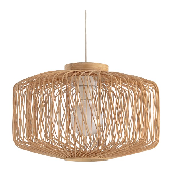 Suspension en bambou tresse Yaku de La Redoute sur fond blanc