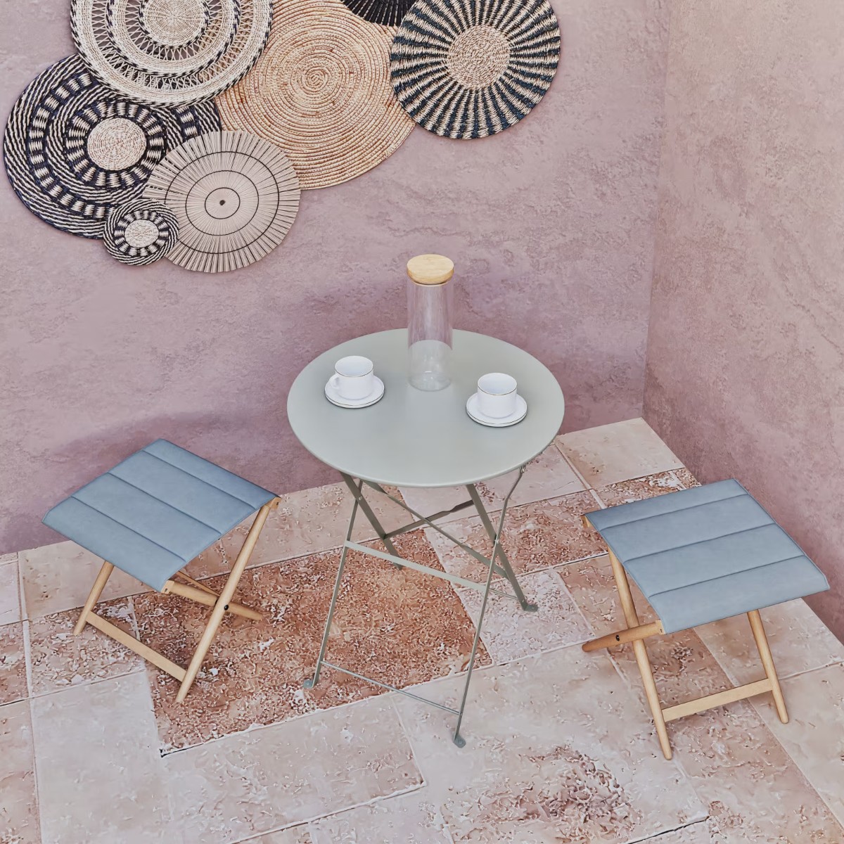 Table pliante pour balcon en métal vert kaki