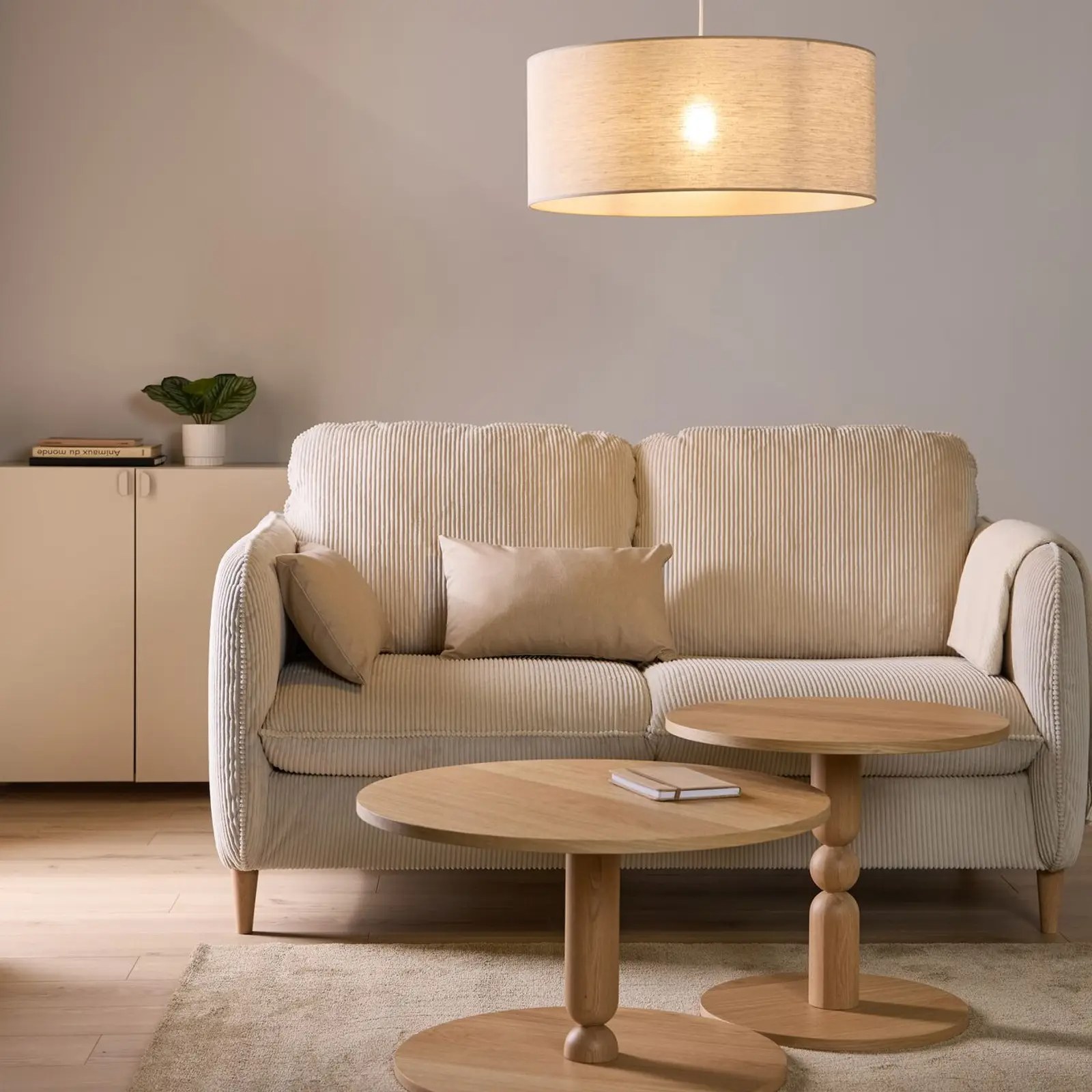 Table basse ronde ALICIA en bois, format gigogne