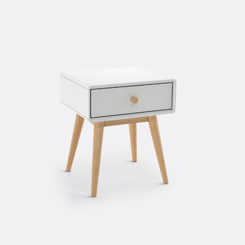 Table de chevet Jimi blanche à un tiroir style scandinave, La Redoute