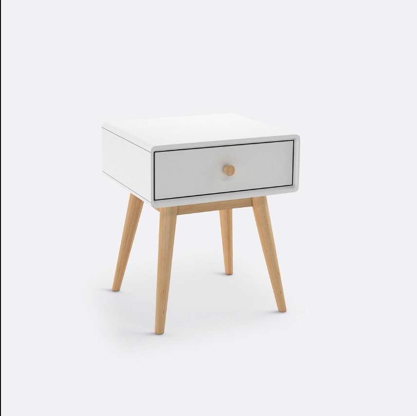 Table de chevet Jimi blanche à un tiroir style scandinave, La Redoute