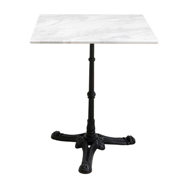 Table de bistrot carrée en marbre blanc et acier Kare Design