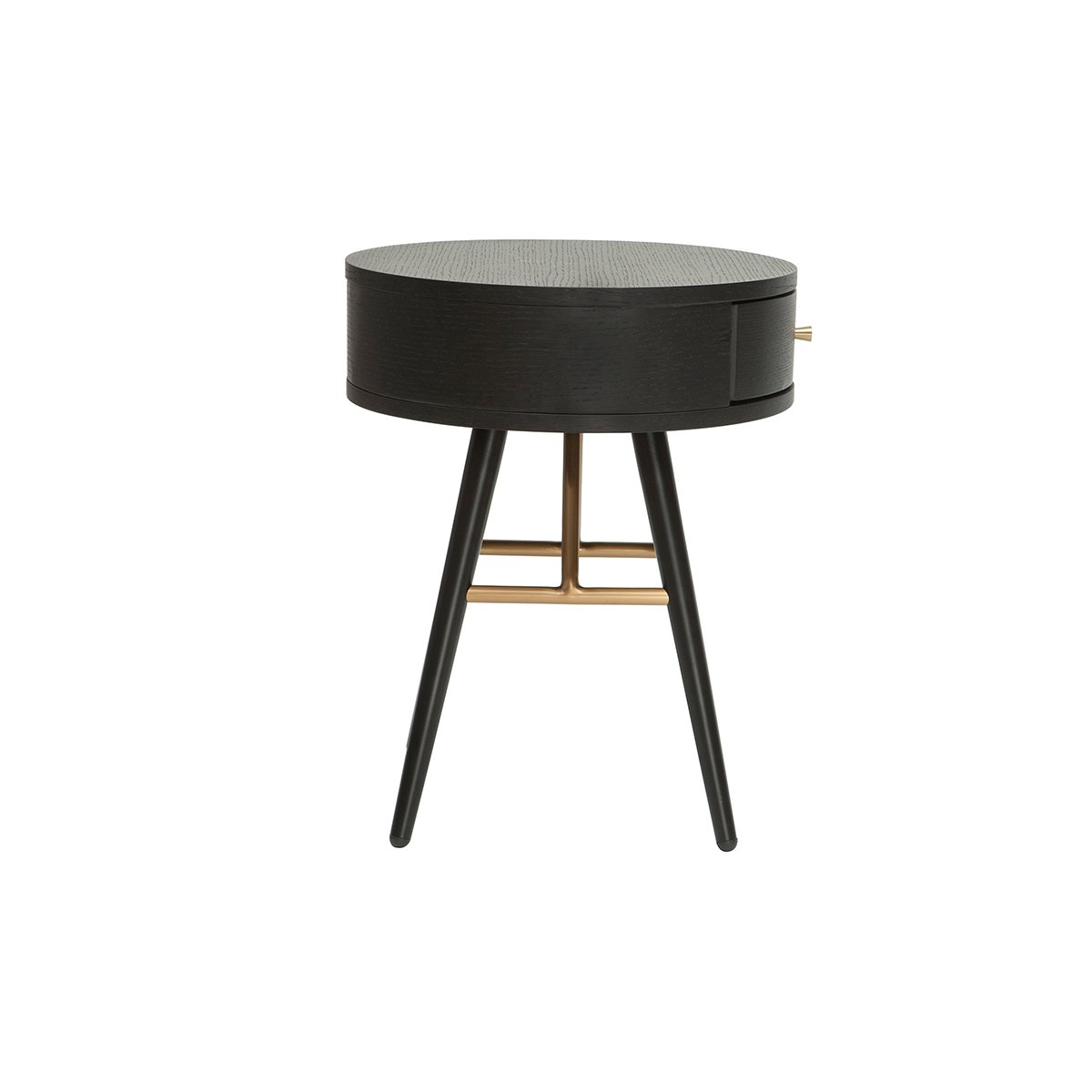 Table de chevet ronde noire sur pieds compas
