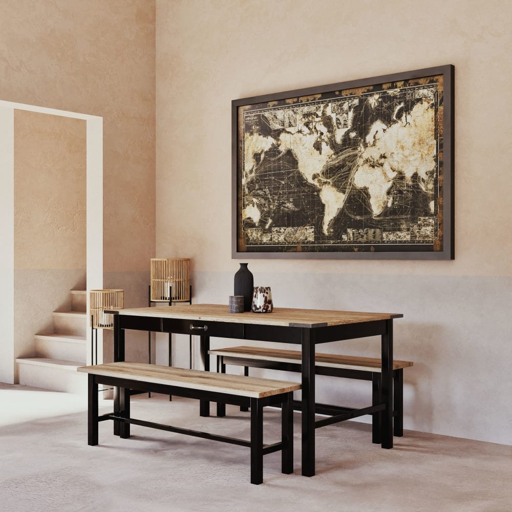 Table plateau bois manguier et pied métal Alfred en situation