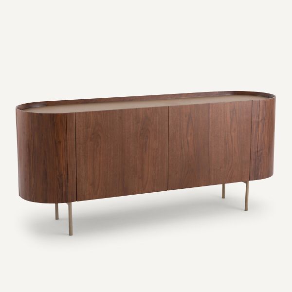 Buffet enfilade vintage Alsen en noyer plaqué et cuir, am.pm La Redoute