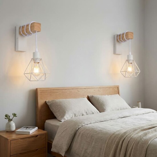 Applique cage vintage bois et blanc