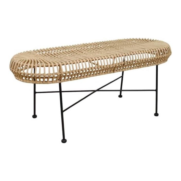 Banc en métal et rotin Maisons du Monde