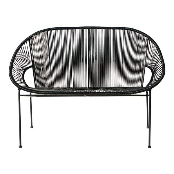 Banquette de jardin en fil de résine noir Copacabana