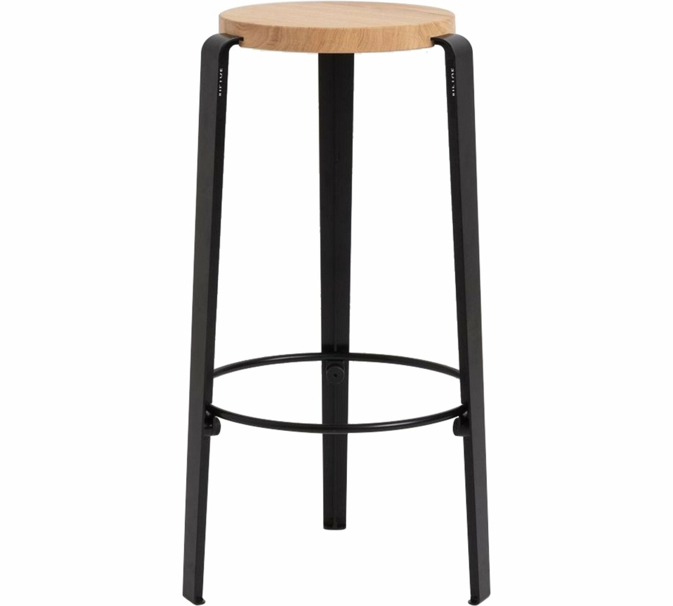 Tabouret de bar Big Lou chêne et métal noir graphite