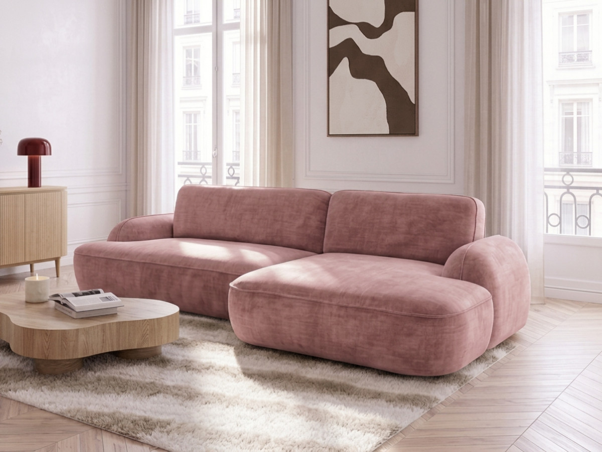 Canapé d'angle convertible rose