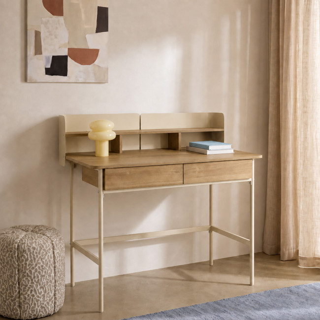 Bureau Copa, deux tiroirs et une petite étagère pratique