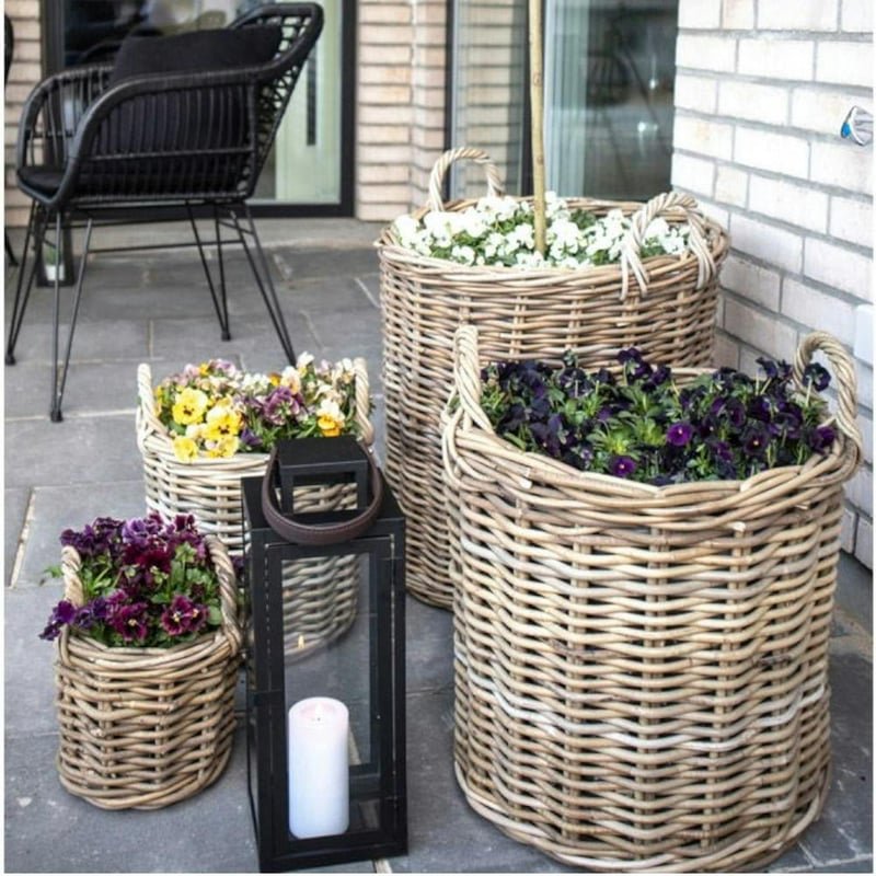 Lot de 4 cache-pots en rotin fines tiges