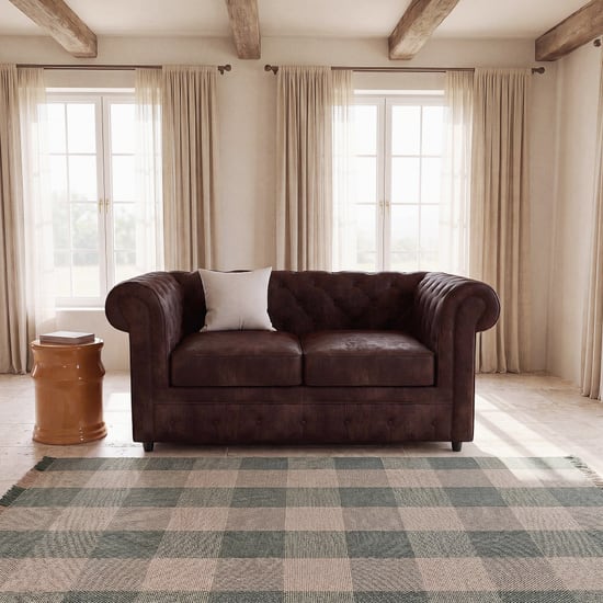 Canapé capitonné Chesterfield en suédine marron