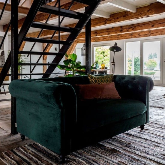 Canapé capitonné Chesterfield en velours vert