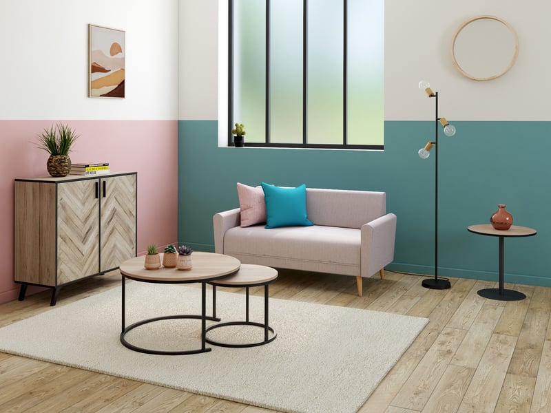 Canapé droit rose accessible