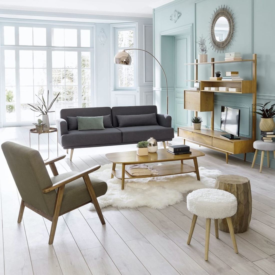 Canapé scandinave convertible 4 places gris