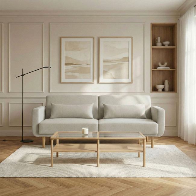 Canapé scandinave convertible en tissu beige