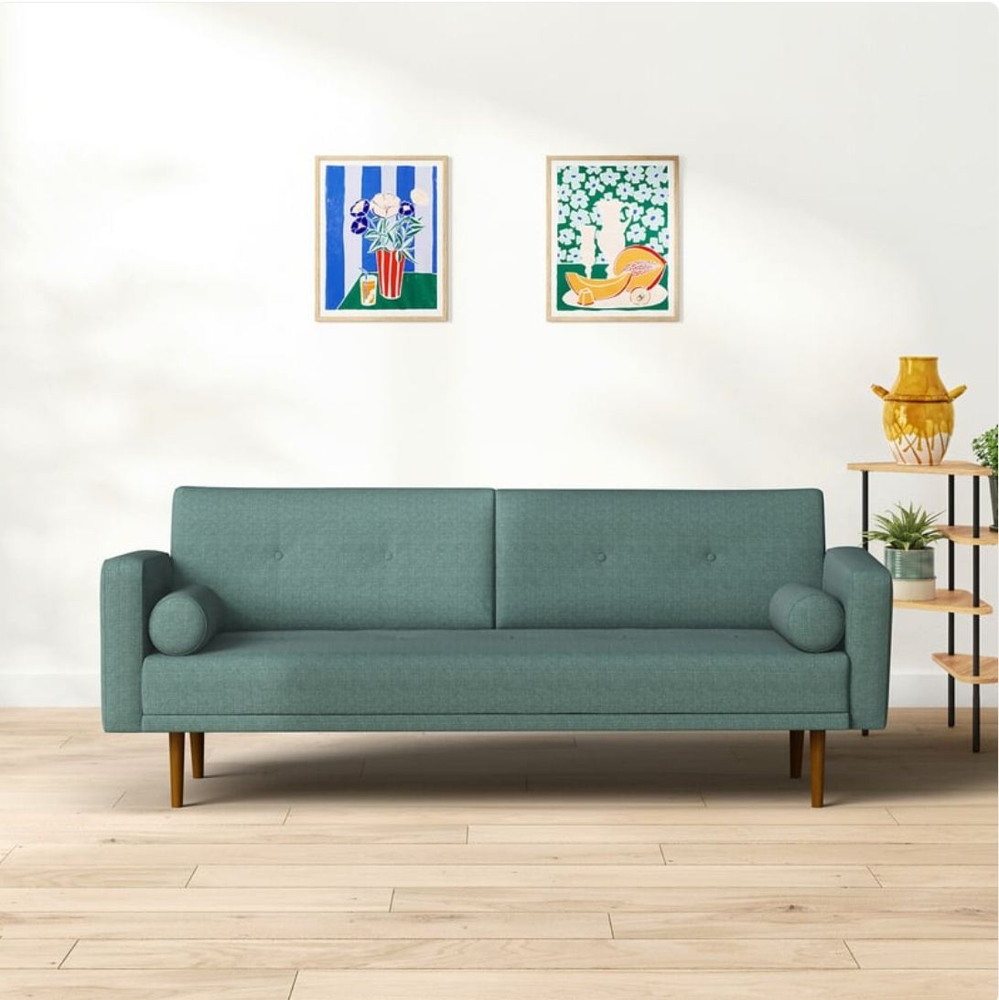 Canapé scandinave convertible coloris eucalyptus