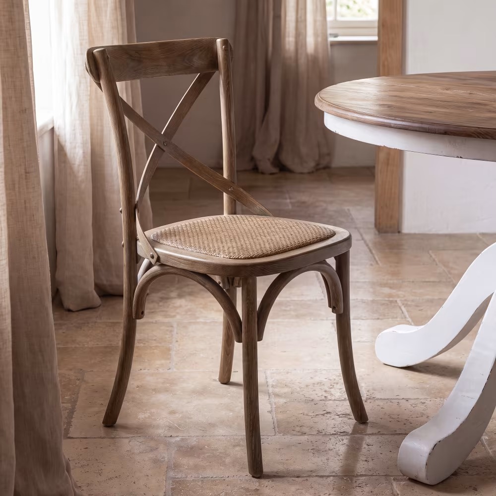Chaise bistrot en rotin et frêne cérusé Maisons du Monde