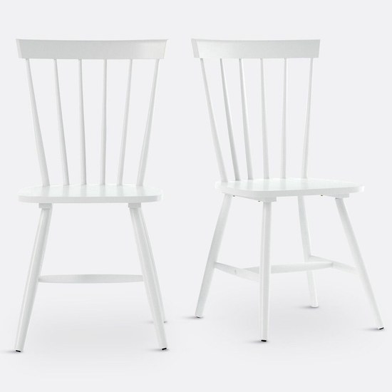 Lot de 2 chaises blanches à barreaux Jyko en hévéa massif La Redoute