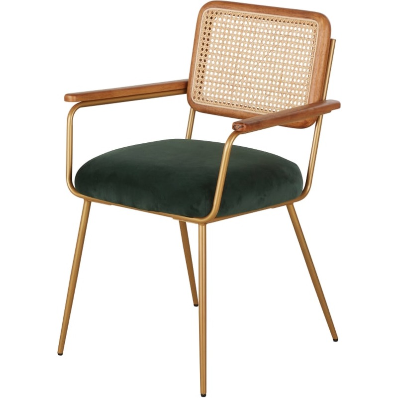 Chaise design en velours et rotin Maisons du Monde