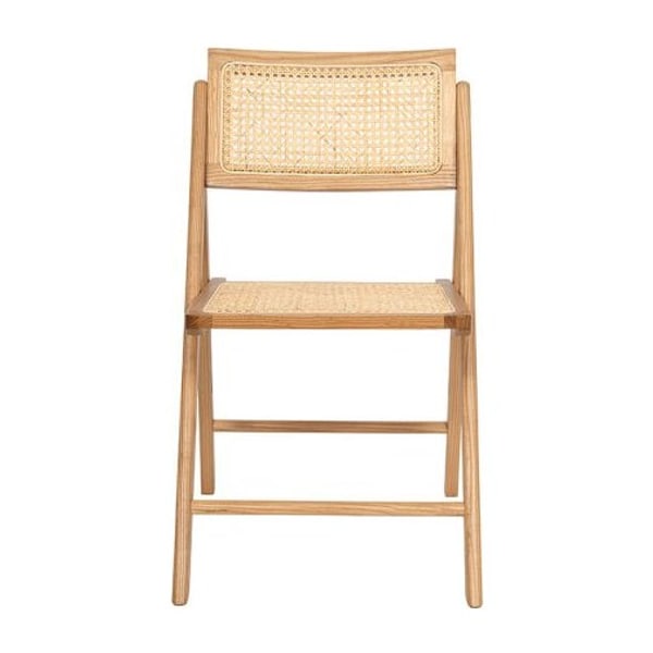 Chaise scandinave pliante Paula en cannage et bois Drawer