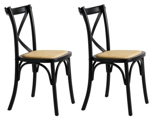Chaise Sophie noire et cannage, Camif
