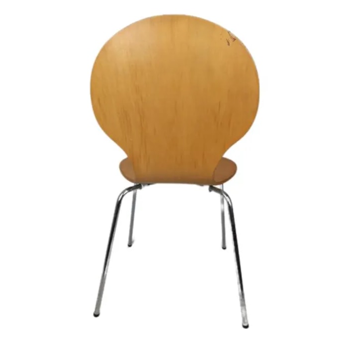 Chaise vintage Diego bois et métal, vue de dos, chaise entière avec marge