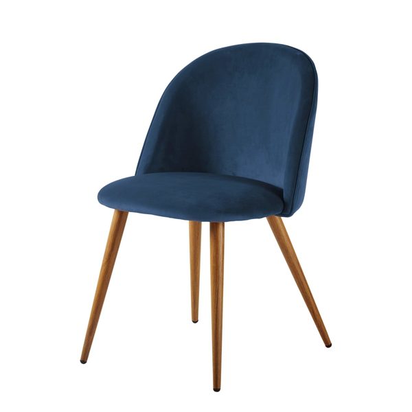 Chaise vintage MAURICETTE bleu nuit Maisons du Monde sur fond blanc