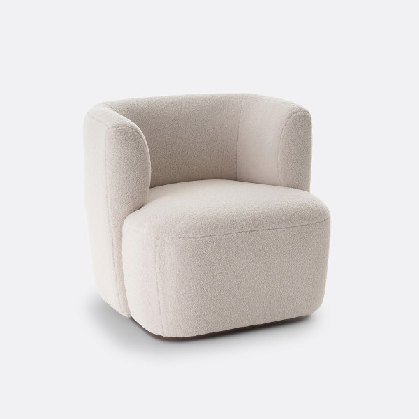 Fauteuil bouclette Nidou écru La Redoute, packshot fond blanc, notre meilleur fauteuil bouclette