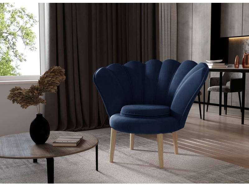 Fauteuil coquillage Skidra en velours