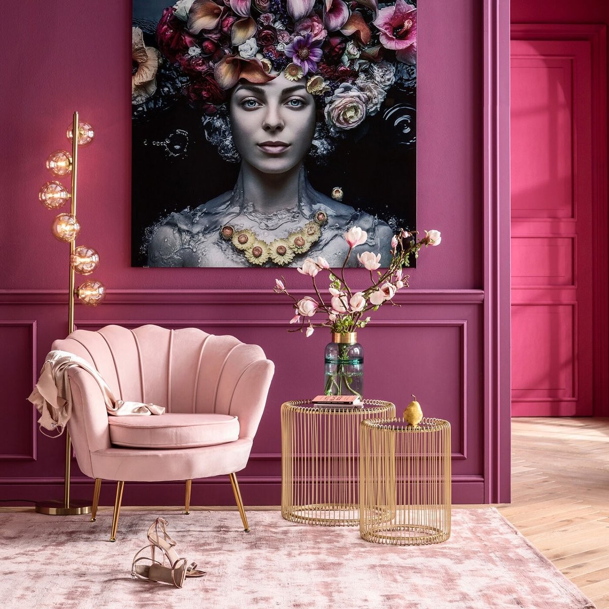 Fauteuil coquillage Water Lily en velours