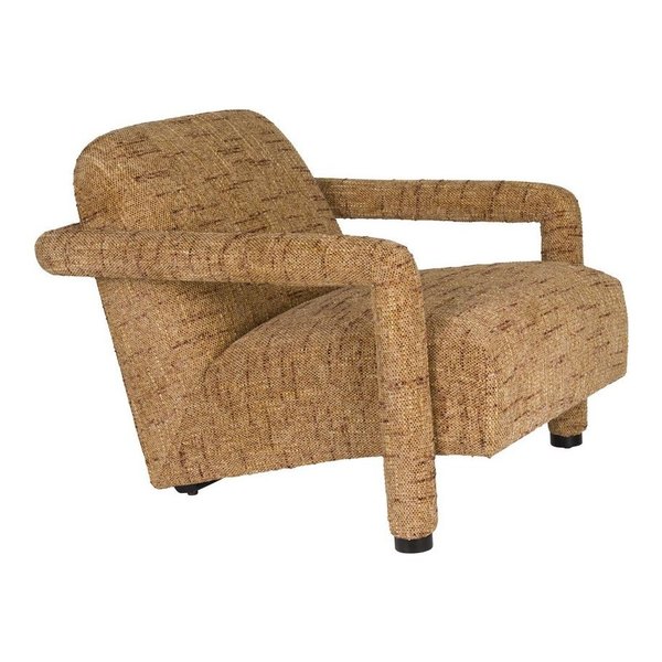 Fauteuil vintage Kent de Dutchbone en polyester texturé ocre, silhouette tonneau