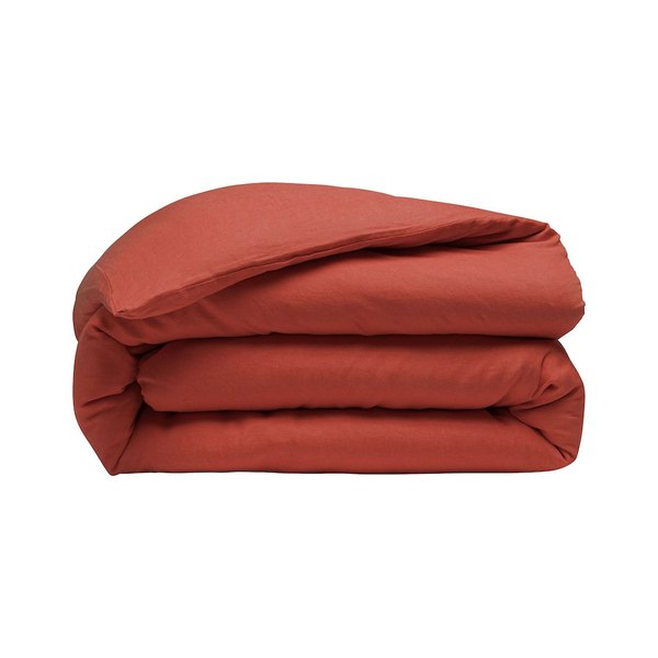 Housse de couette en lin lavé paprika Bâton Rouge