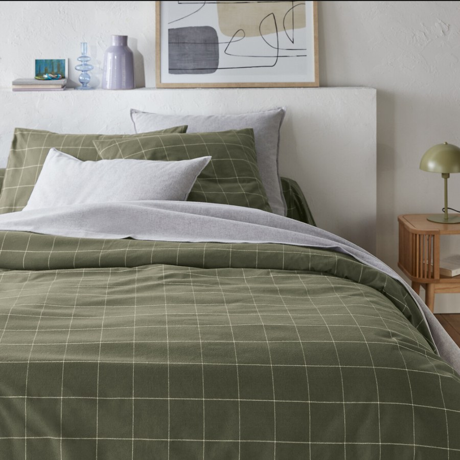 Housse de couette Charlie kaki en flanelle La Redoute en situation
