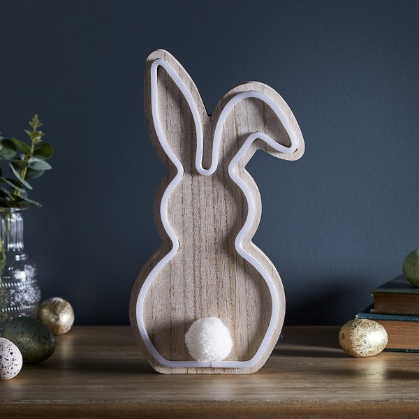 Lampe lapin en bois Lights4fun