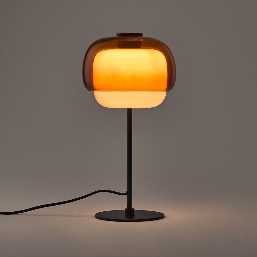 Lampe à poser en verre coloré forme champignon Kinoko